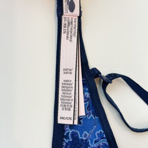 NWOT Victoria's Secret Bra 34C Push-Up Blue Floral B1790 - Picture 5 of 6
